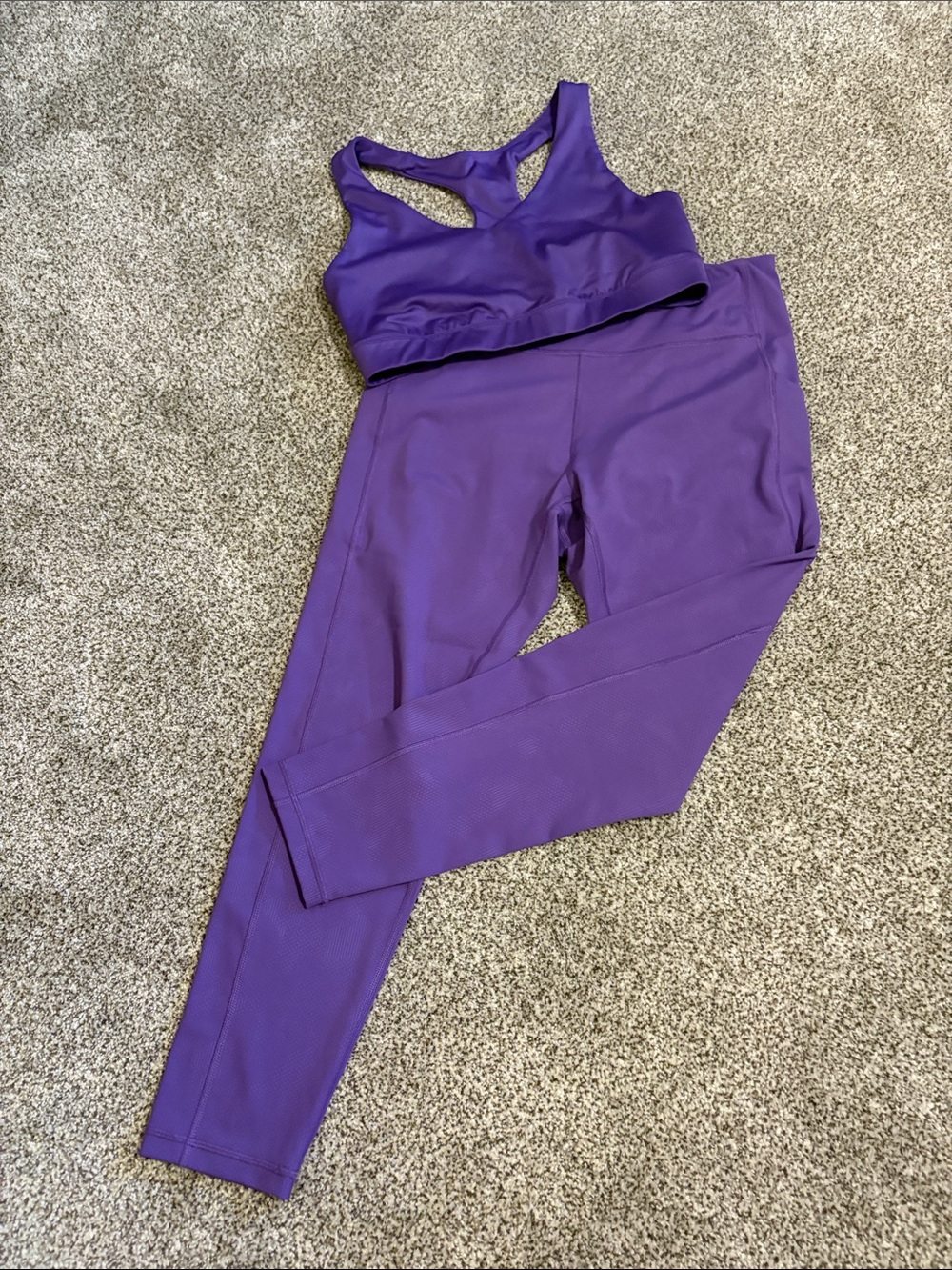 High-Waist Purple Active Leggings with Matching Sports Bra